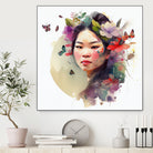 Watercolor Floral Asian Woman #3 by Isabel Cerdá Muñoz on GIANT ART - green digital painting