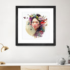 Watercolor Floral Asian Woman #3 by Isabel Cerdá Muñoz on GIANT ART - green digital painting