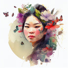 Watercolor Floral Asian Woman #3 by Isabel Cerdá Muñoz on GIANT ART - green digital painting