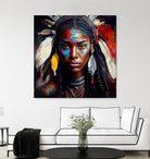 Powerful American Native Warrior Woman #2 by Isabel Cerdá Muñoz on GIANT ART - brown digital painting