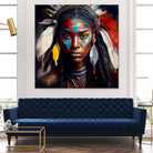 Powerful American Native Warrior Woman #2 by Isabel Cerdá Muñoz on GIANT ART - brown digital painting