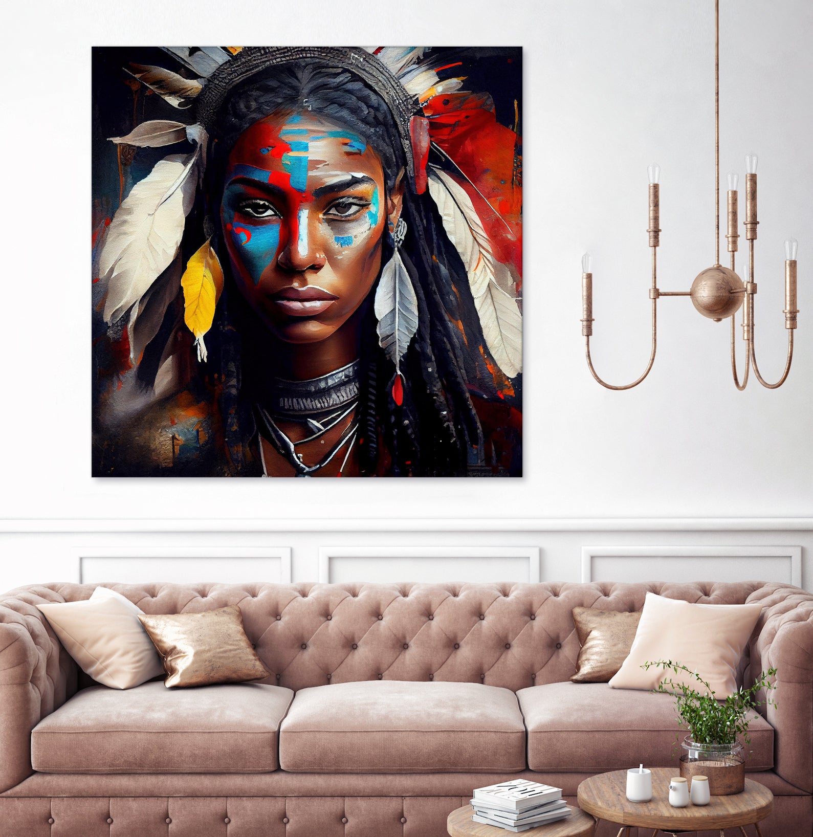 Powerful American Native Warrior Woman #2 by Isabel Cerdá Muñoz on GIANT ART - brown digital painting