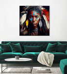 Powerful American Native Warrior Woman #2 by Isabel Cerdá Muñoz on GIANT ART - brown digital painting