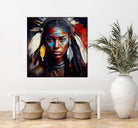 Powerful American Native Warrior Woman #2 by Isabel Cerdá Muñoz on GIANT ART - brown digital painting