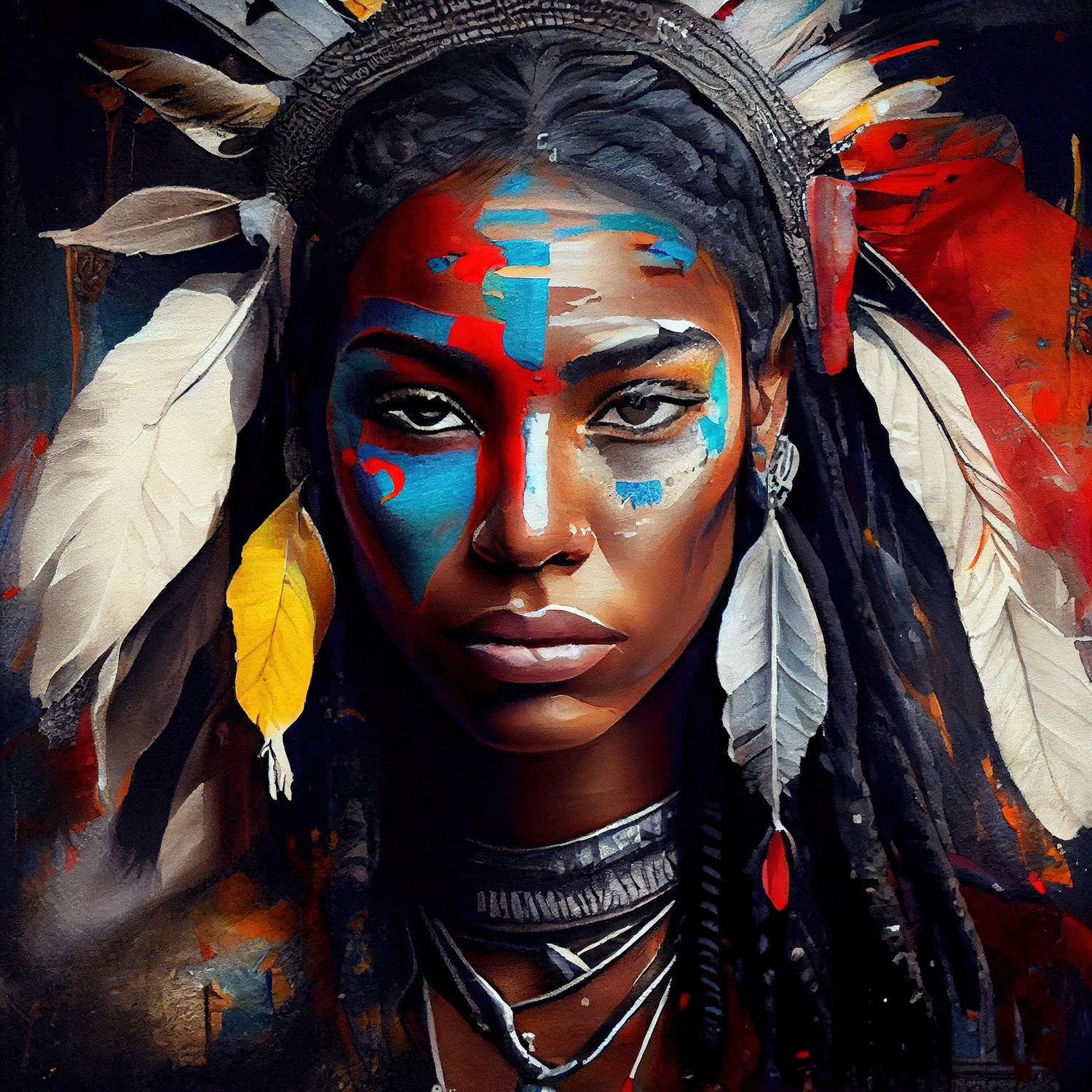 Powerful American Native Warrior Woman #2 by Isabel Cerdá Muñoz on GIANT ART - brown digital painting