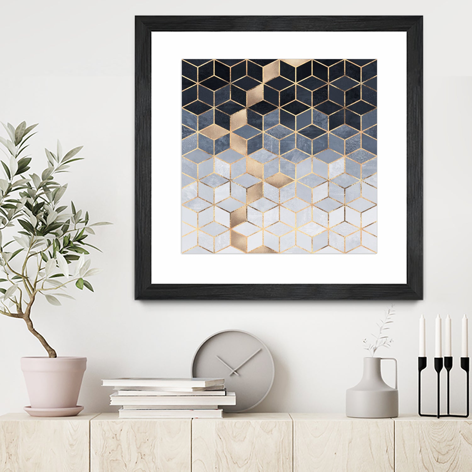 Soft Blue Gradient Cubes by Elisabeth Fredriksson on GIANT ART - blue digital painting