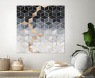 Soft Blue Gradient Cubes by Elisabeth Fredriksson on GIANT ART - blue digital painting