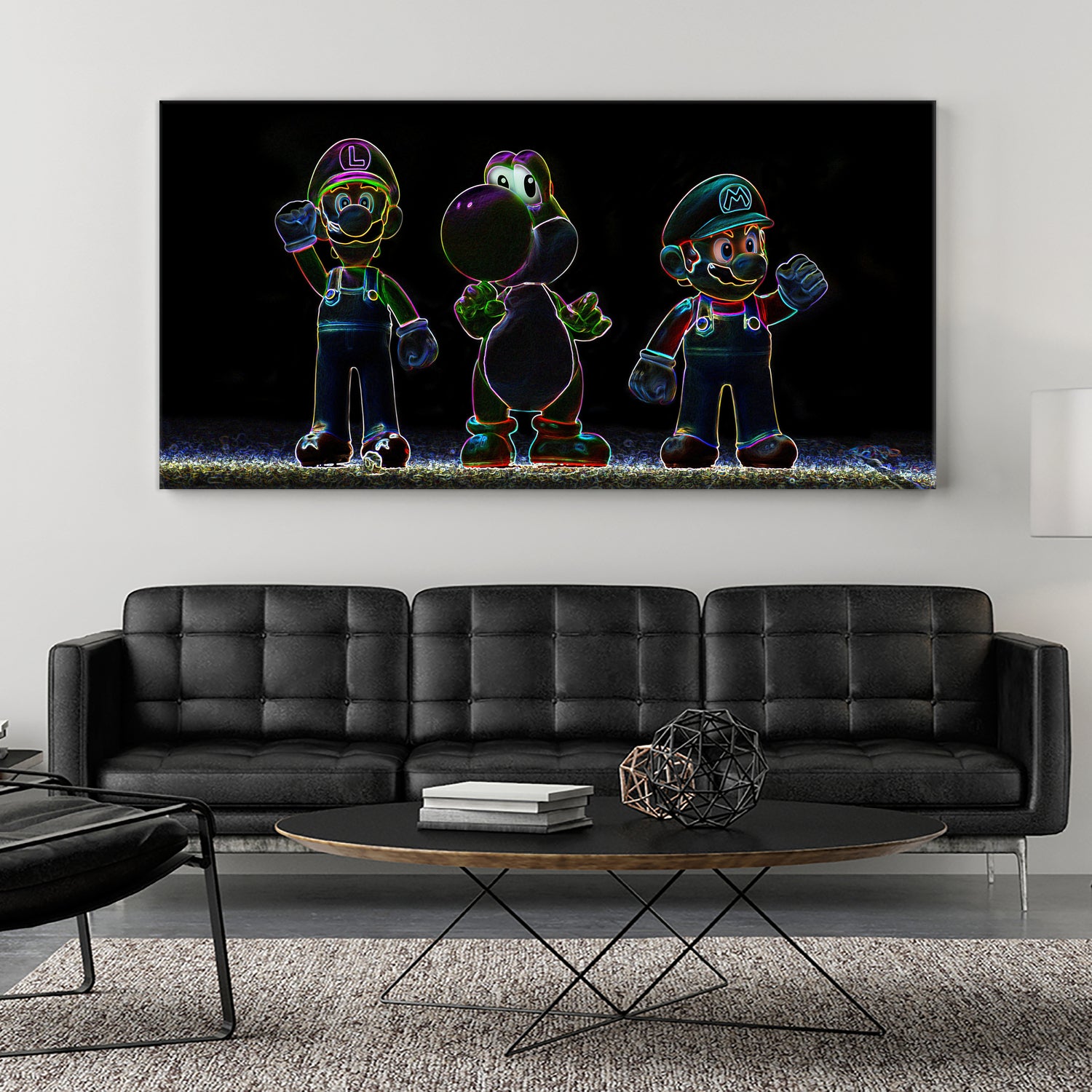 Luigi-Yoschi-Mario by Marcelo Moya on GIANT ART - black digital painting