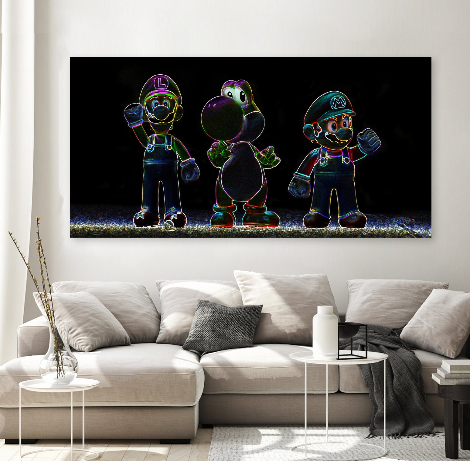 Luigi-Yoschi-Mario by Marcelo Moya on GIANT ART - black digital painting