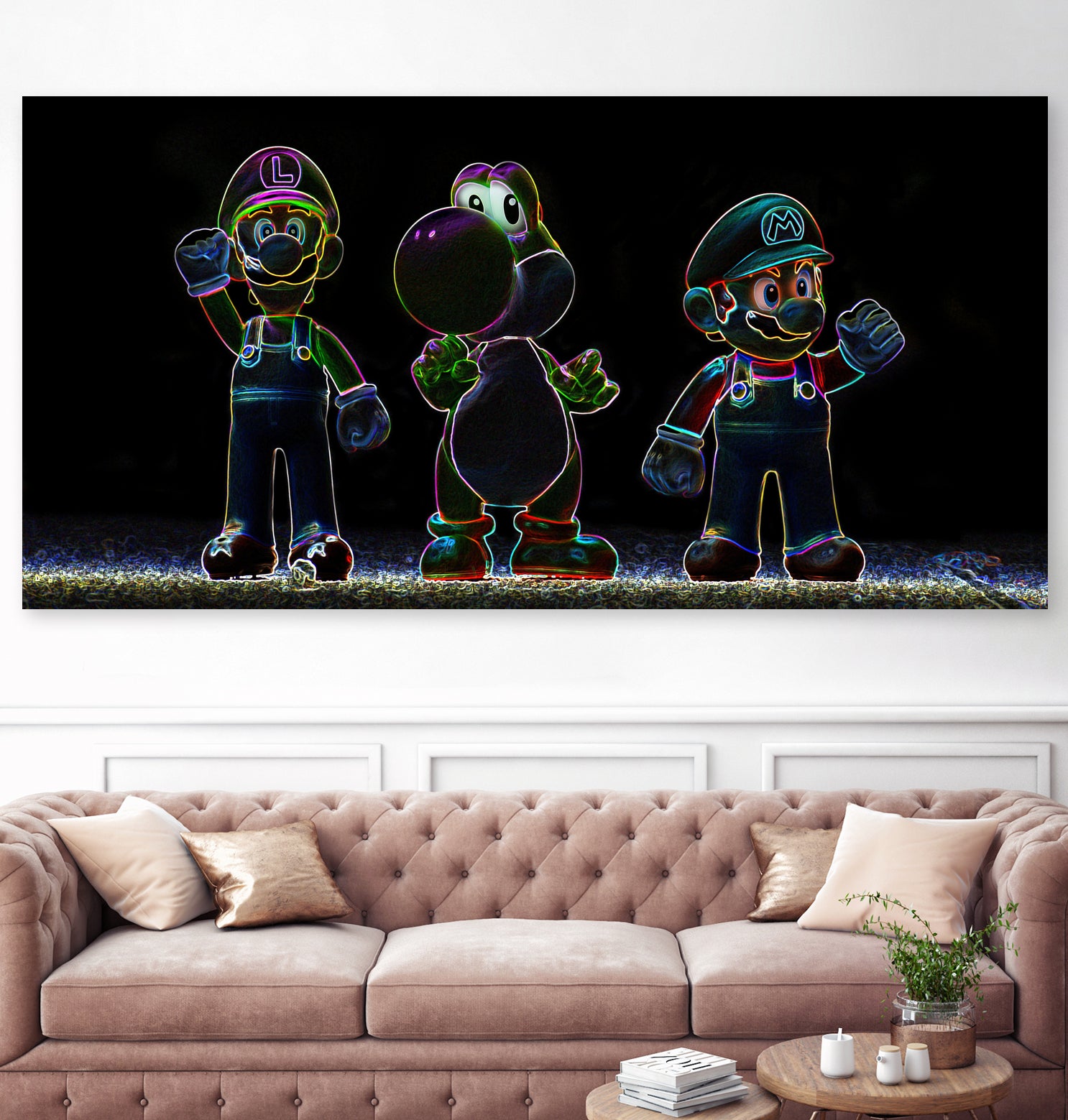 Luigi-Yoschi-Mario by Marcelo Moya on GIANT ART - black digital painting