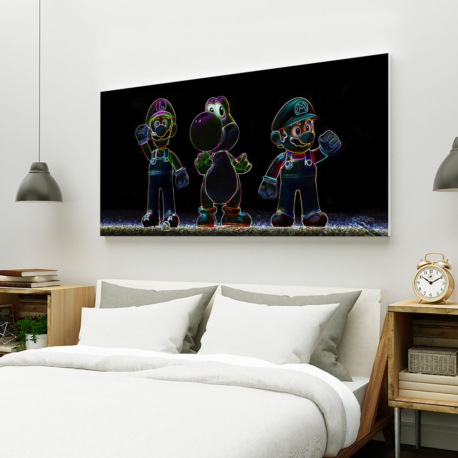 Luigi-Yoschi-Mario by Marcelo Moya on GIANT ART - black digital painting