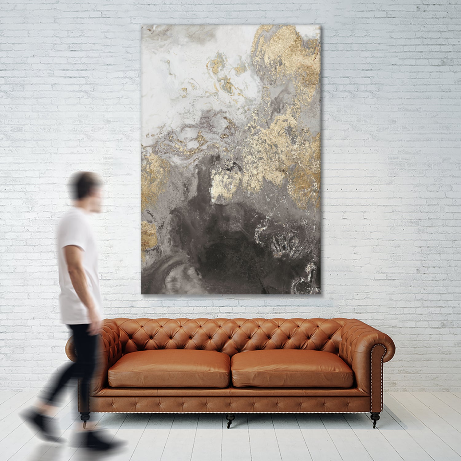 Ocean Splash II Grey Version by Pi Studio on GIANT ART - yellow mixed media