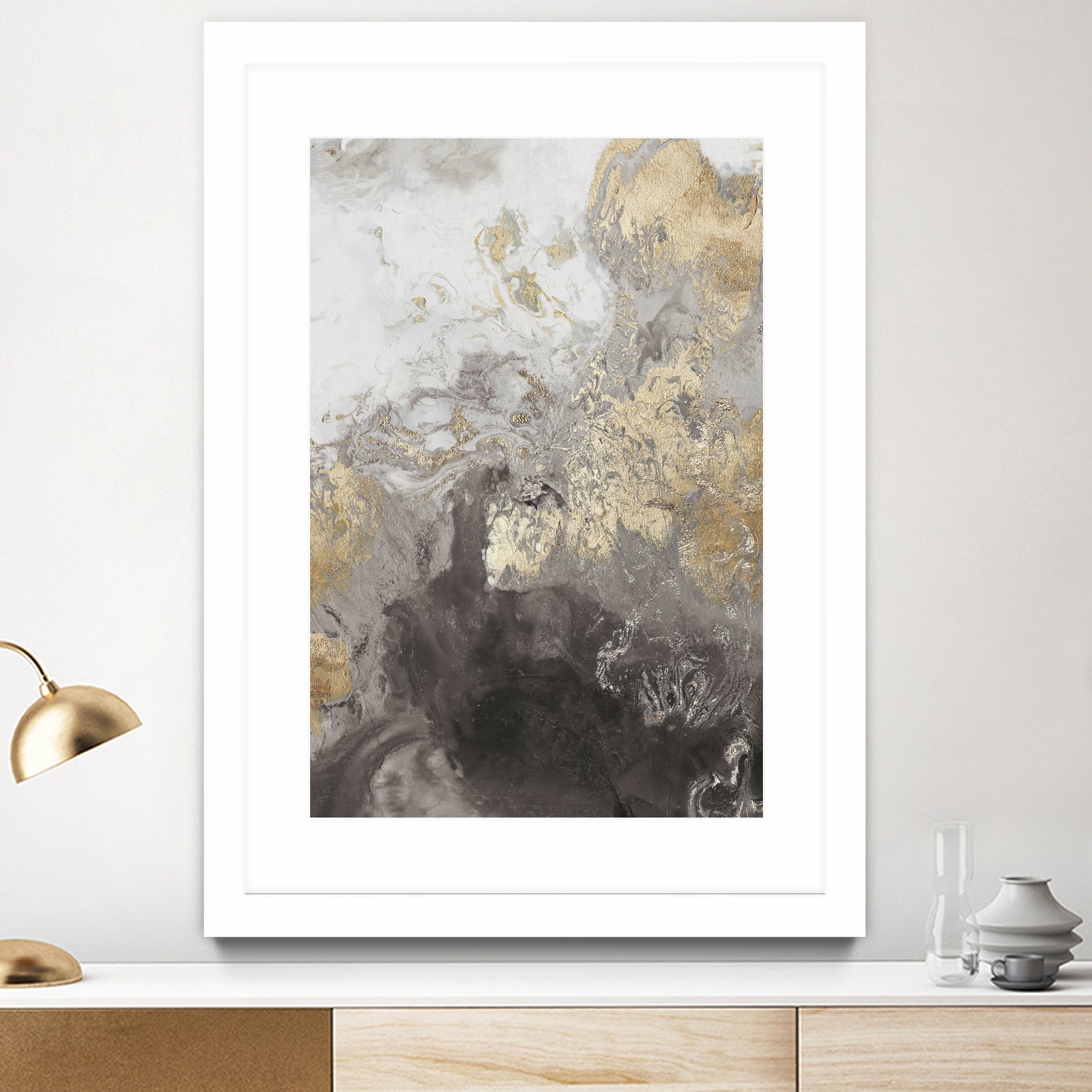 Ocean Splash II Grey Version by Pi Studio on GIANT ART - yellow mixed media