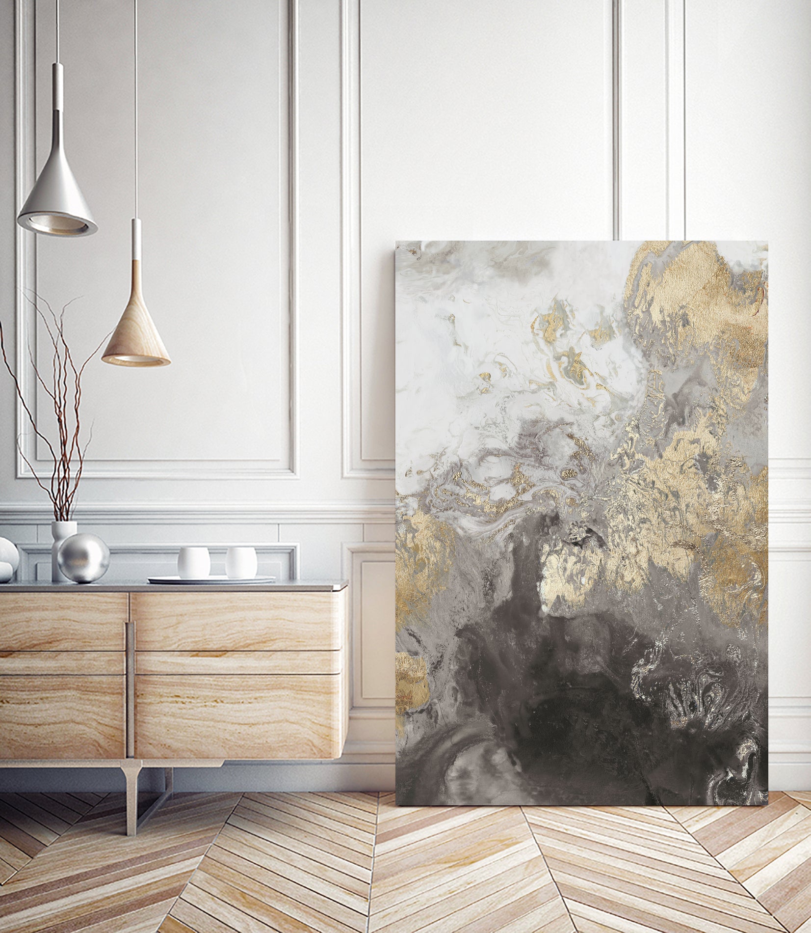 Ocean Splash II Grey Version by Pi Studio on GIANT ART - yellow mixed media