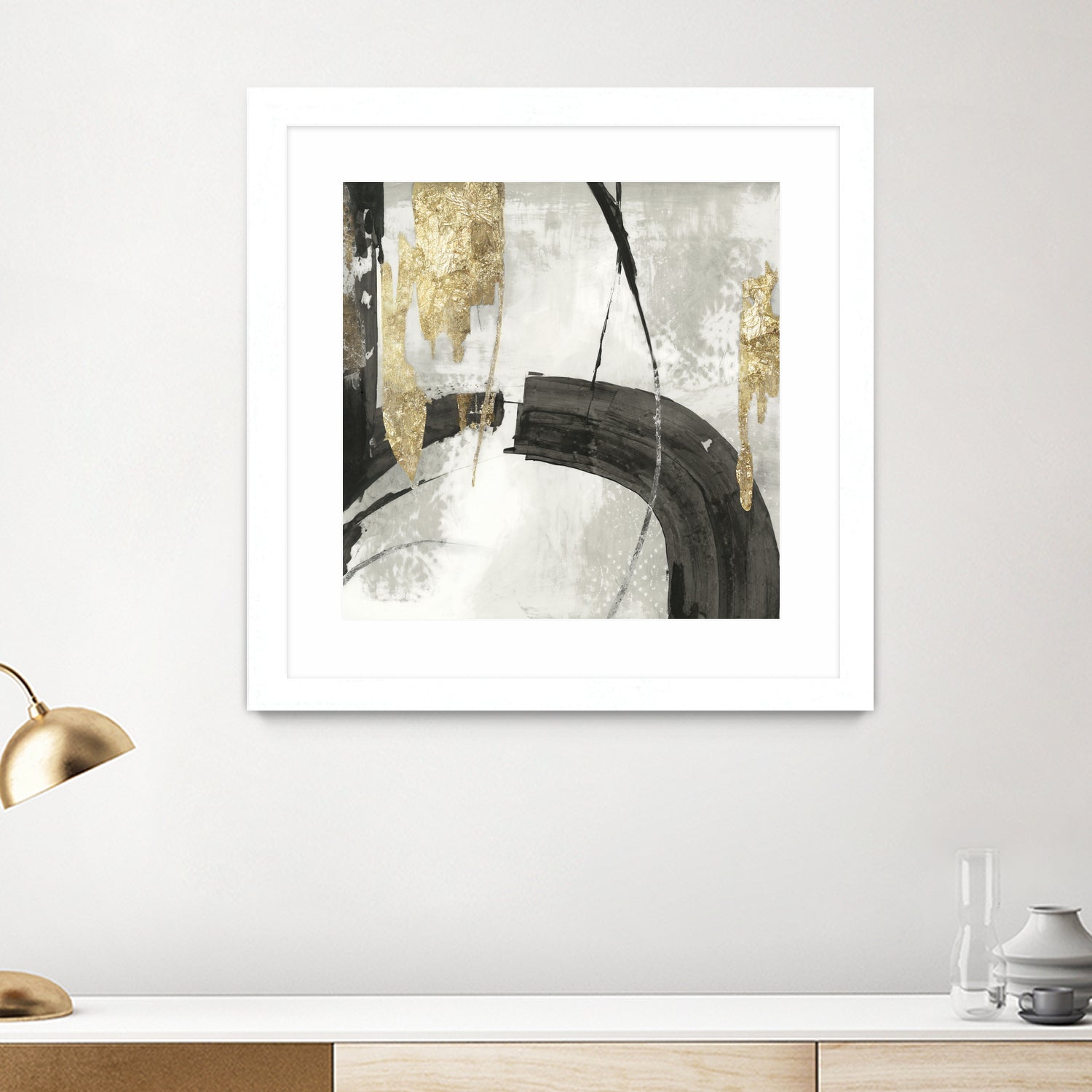 Black Ink I Gold Version by Pi Studio on GIANT ART - yellow mixed media