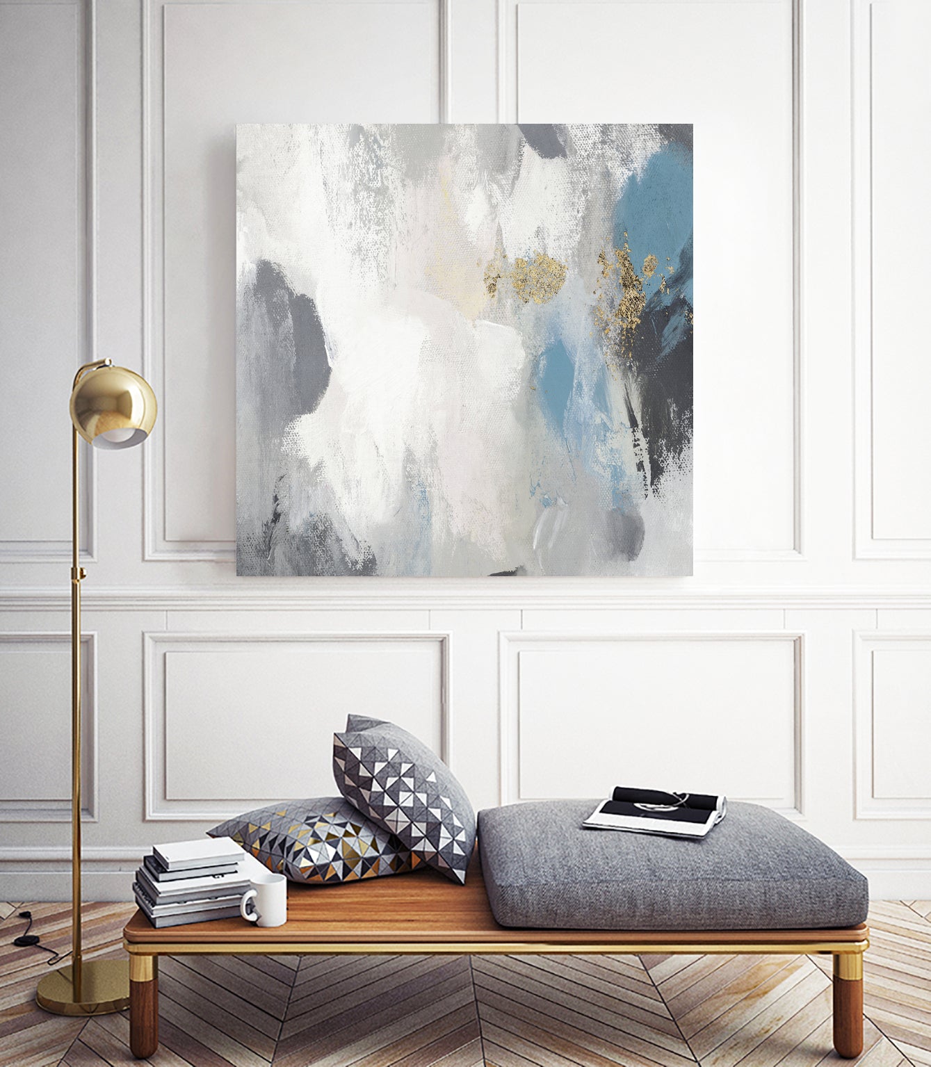 Gray Days II by Pi Studio on GIANT ART - blue mixed media