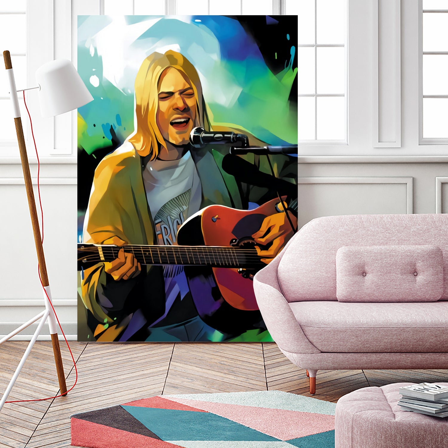 Kurt Cobain with guitar by francis mosciski on GIANT ART - white digital painting