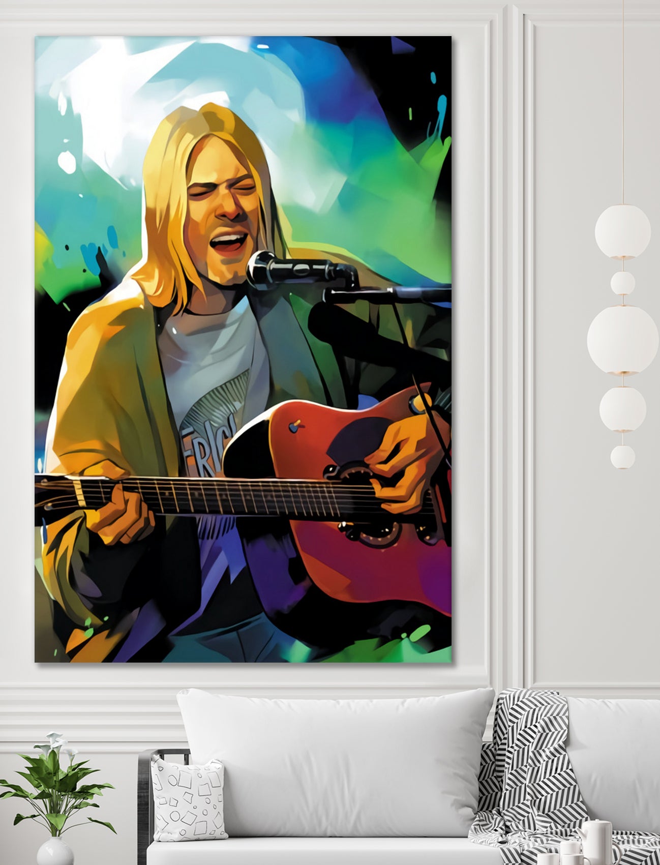 Kurt Cobain with guitar by francis mosciski on GIANT ART - white digital painting