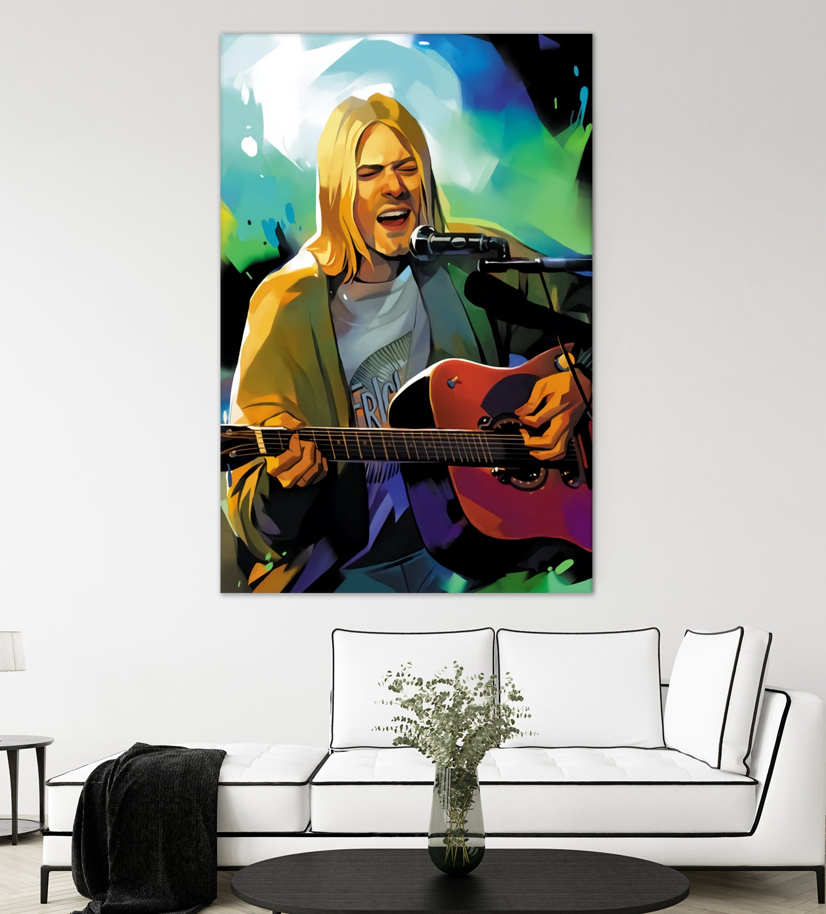 Kurt Cobain with guitar by francis mosciski on GIANT ART - white digital painting