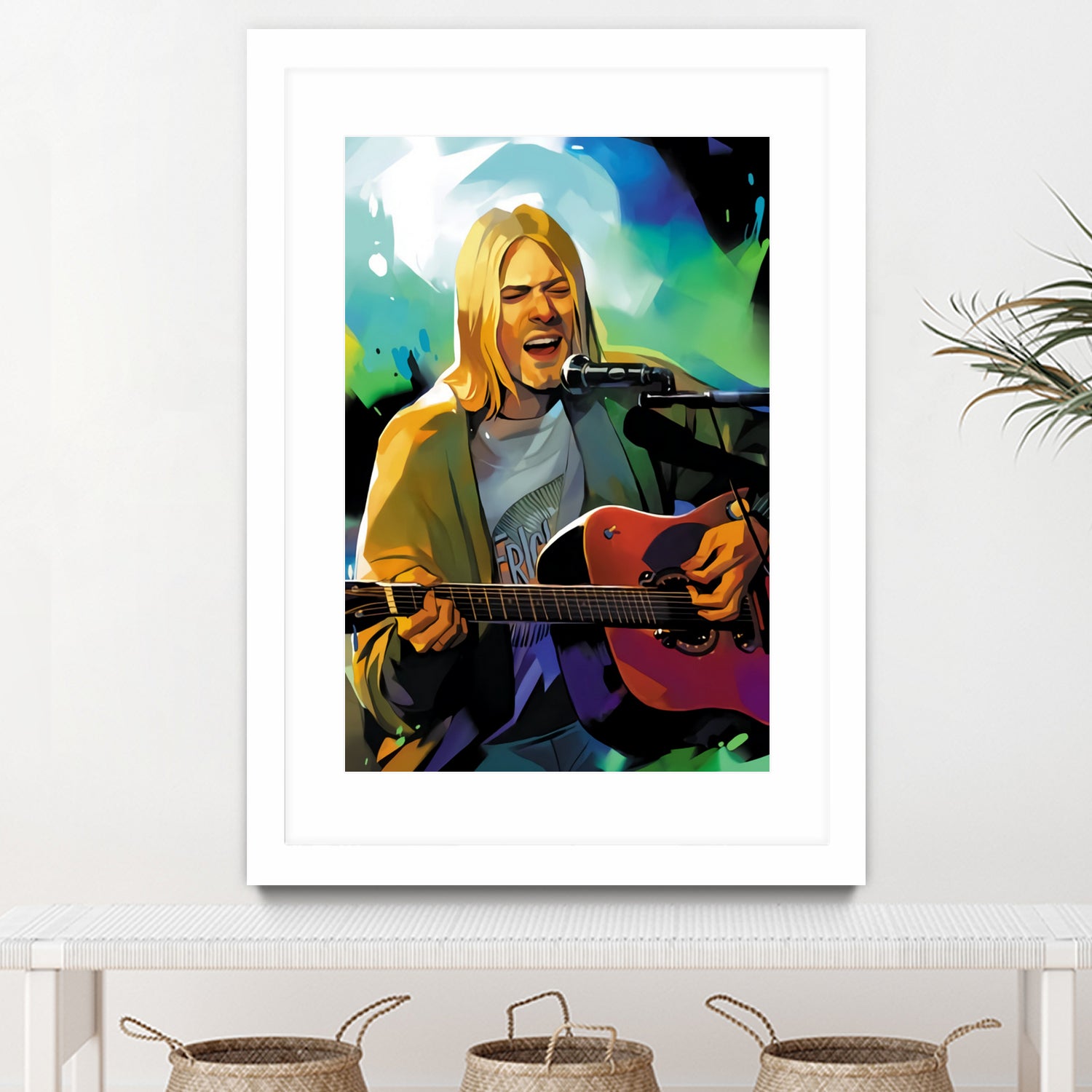 Kurt Cobain with guitar by francis mosciski on GIANT ART - white digital painting