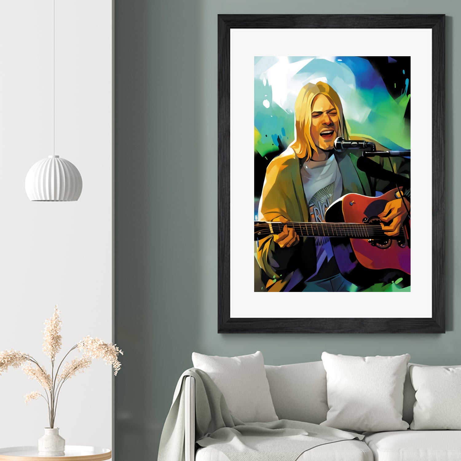 Kurt Cobain with guitar by francis mosciski on GIANT ART - white digital painting