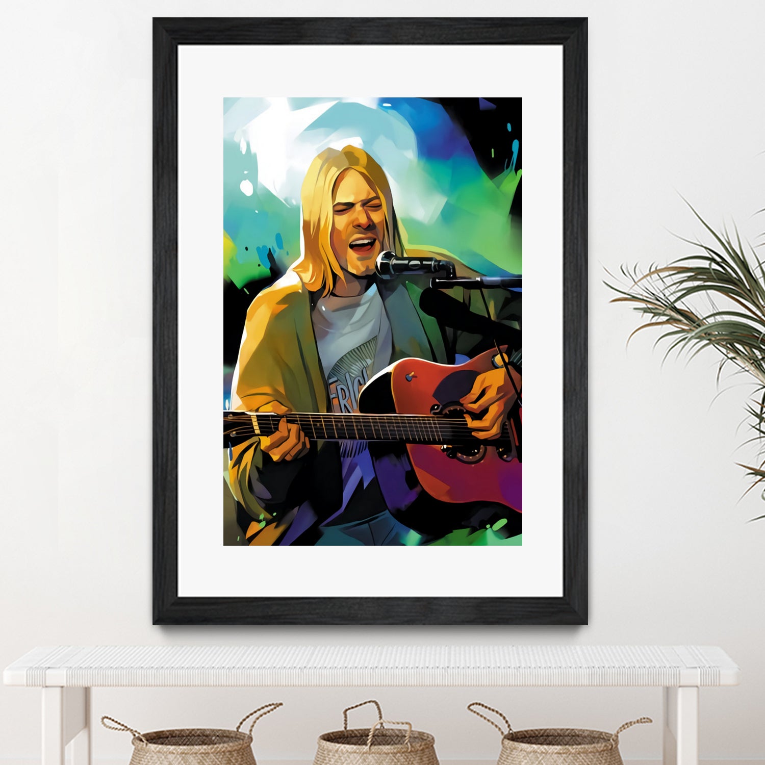 Kurt Cobain with guitar by francis mosciski on GIANT ART - white digital painting