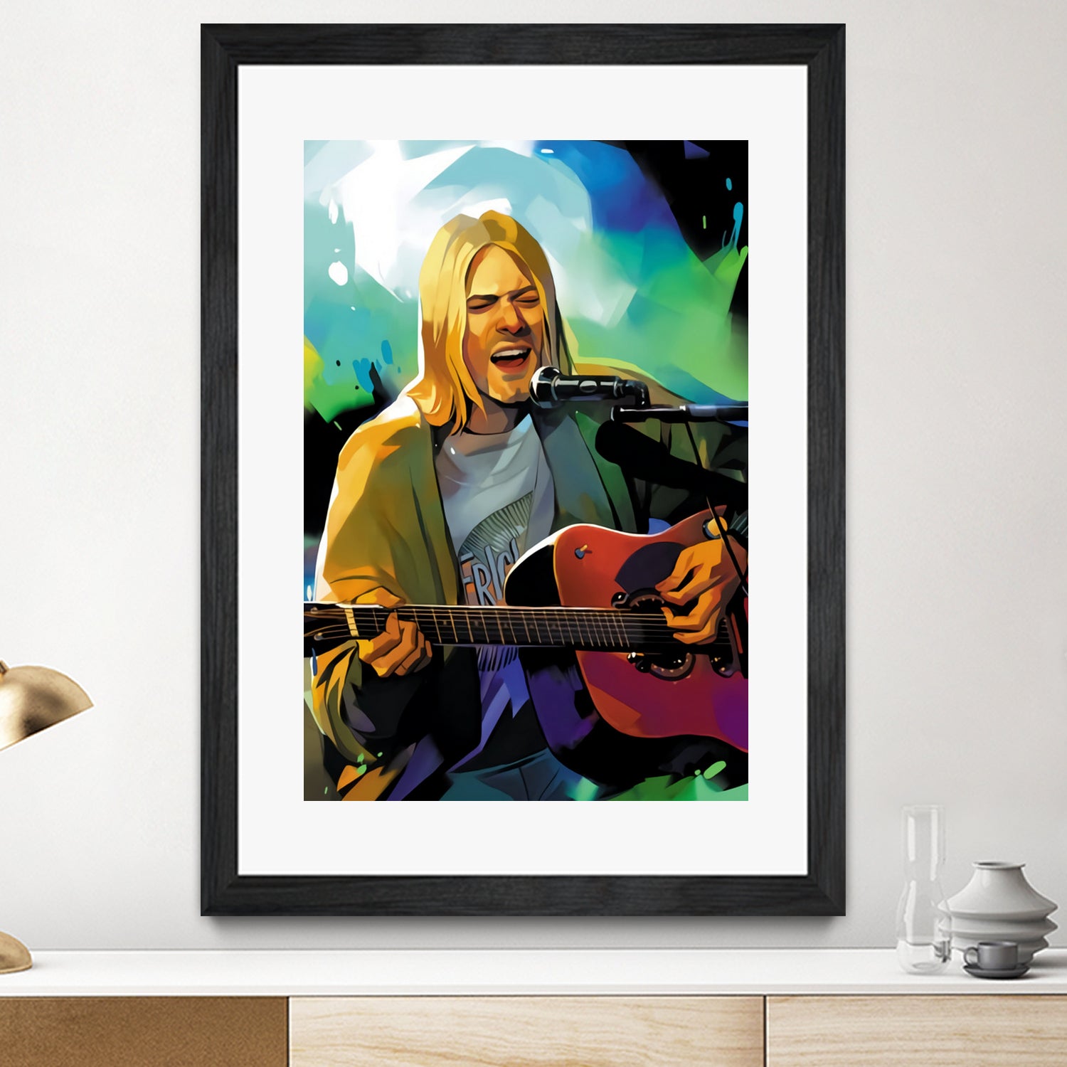 Kurt Cobain with guitar by francis mosciski on GIANT ART - white digital painting