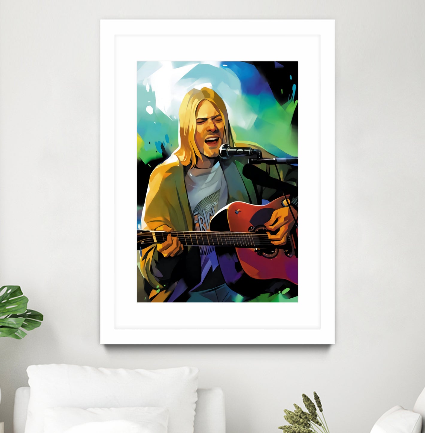 Kurt Cobain with guitar by francis mosciski on GIANT ART - white digital painting