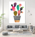 Happy Cactus by Elisabeth Fredriksson on GIANT ART - pink mixed media