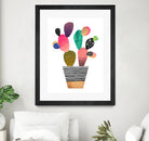 Happy Cactus by Elisabeth Fredriksson on GIANT ART - pink mixed media