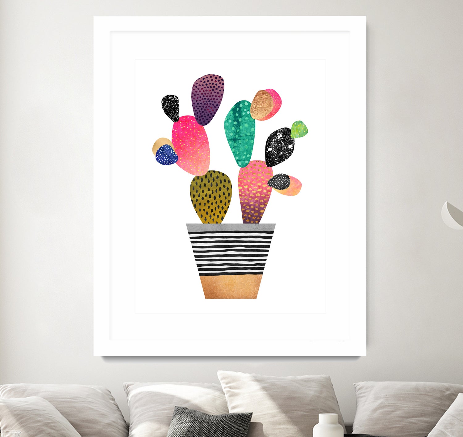 Happy Cactus by Elisabeth Fredriksson on GIANT ART - pink mixed media