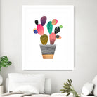 Happy Cactus by Elisabeth Fredriksson on GIANT ART - pink mixed media