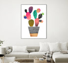 Happy Cactus by Elisabeth Fredriksson on GIANT ART - pink mixed media