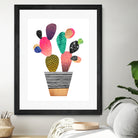 Happy Cactus by Elisabeth Fredriksson on GIANT ART - pink mixed media