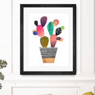 Happy Cactus by Elisabeth Fredriksson on GIANT ART - pink mixed media