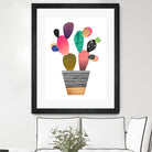 Happy Cactus by Elisabeth Fredriksson on GIANT ART - pink mixed media