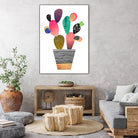 Happy Cactus by Elisabeth Fredriksson on GIANT ART - pink mixed media