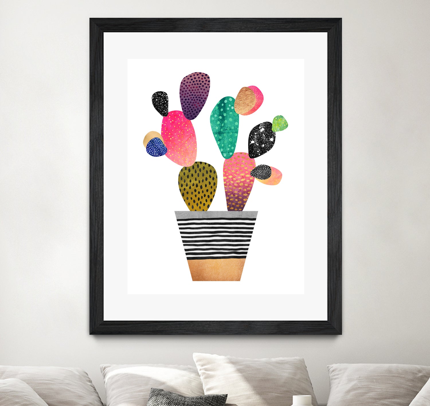 Happy Cactus by Elisabeth Fredriksson on GIANT ART - pink mixed media