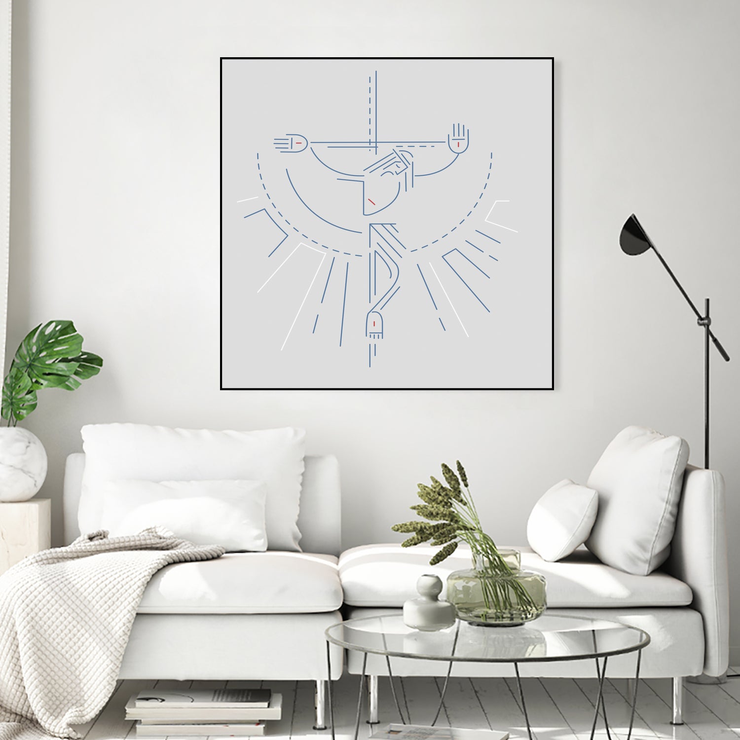 Jesus Christ at the Cross in a contemporary style by Bernardo Ramonfaur on GIANT ART - blue digital drawing