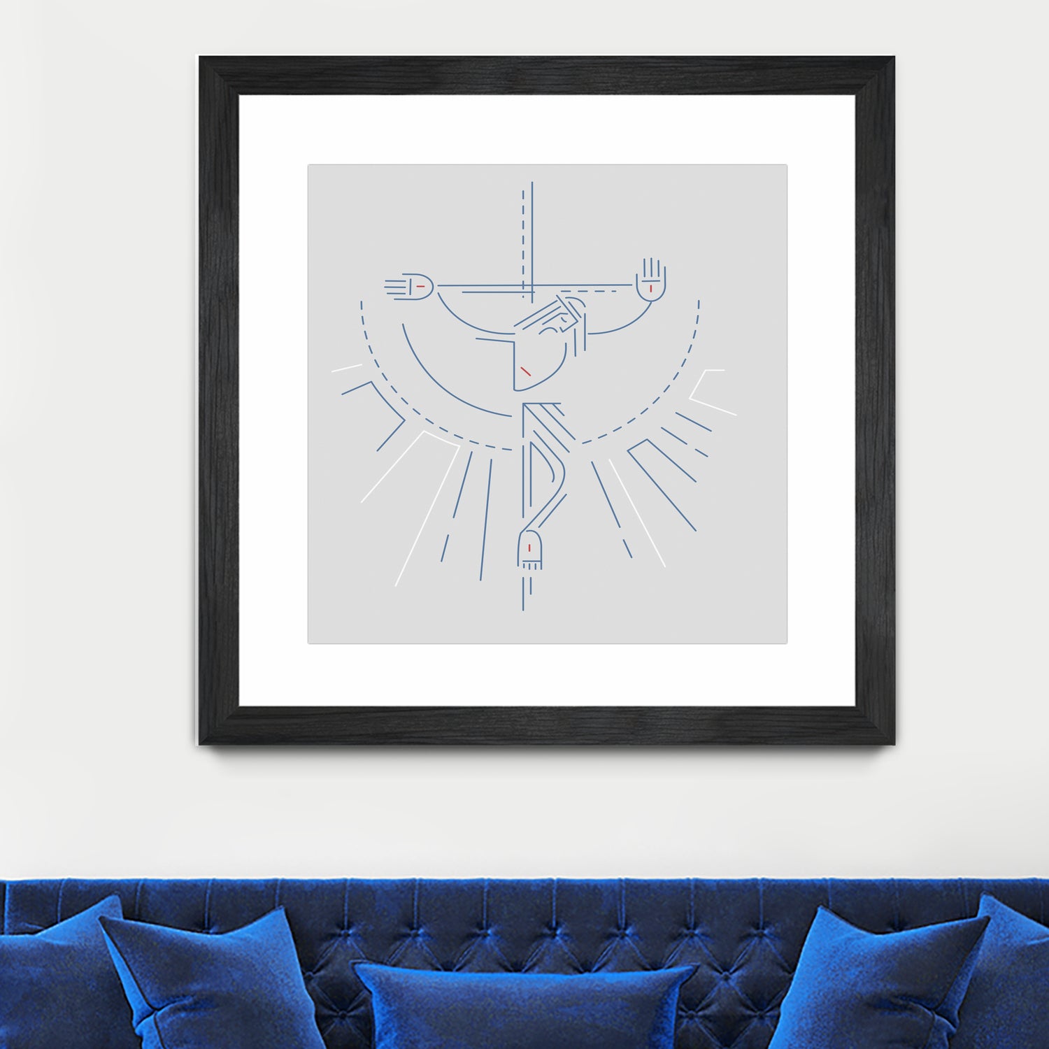 Jesus Christ at the Cross in a contemporary style by Bernardo Ramonfaur on GIANT ART - blue digital drawing