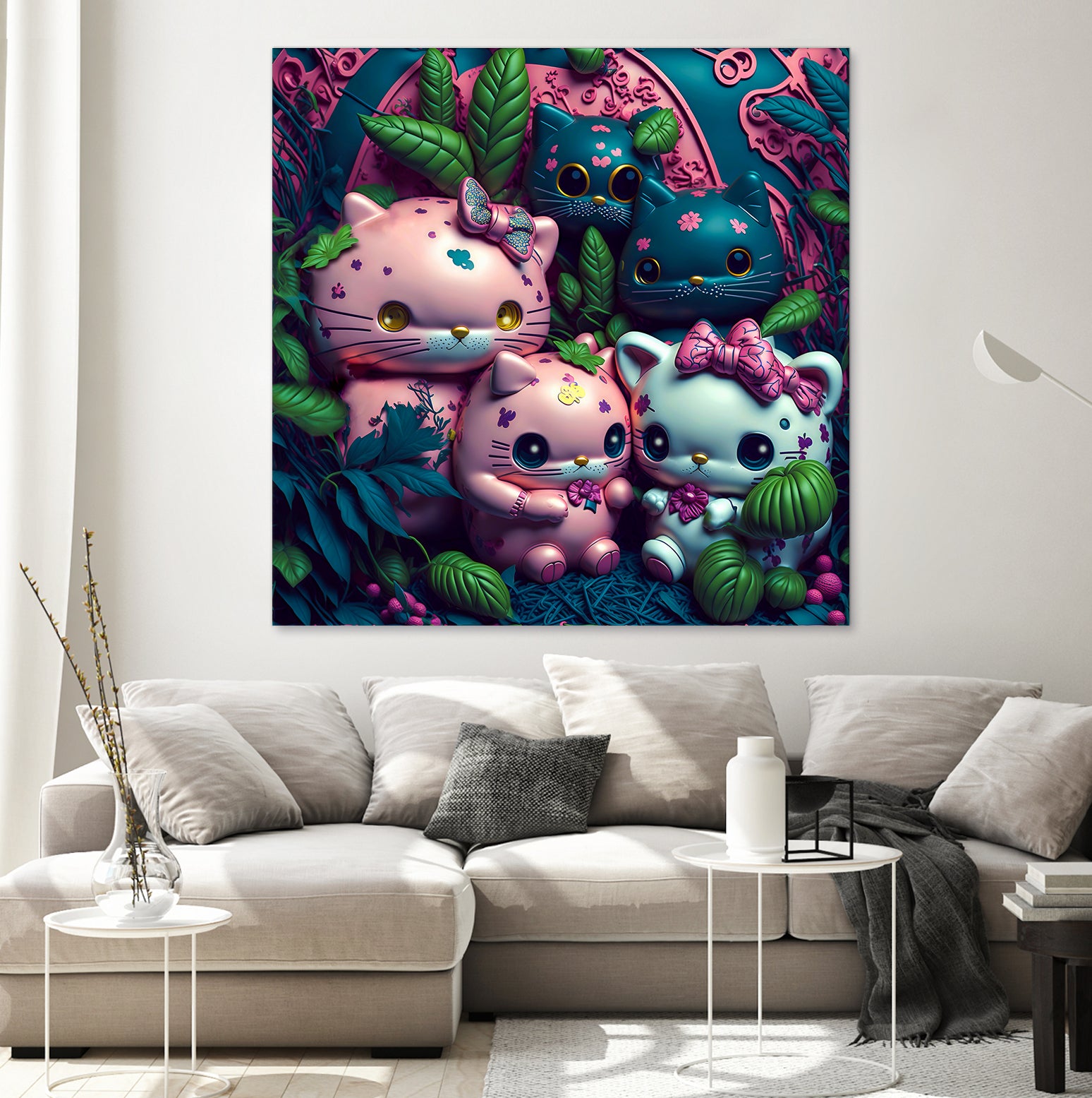 Chubby Kitties by Eric Ton on GIANT ART - white digital painting