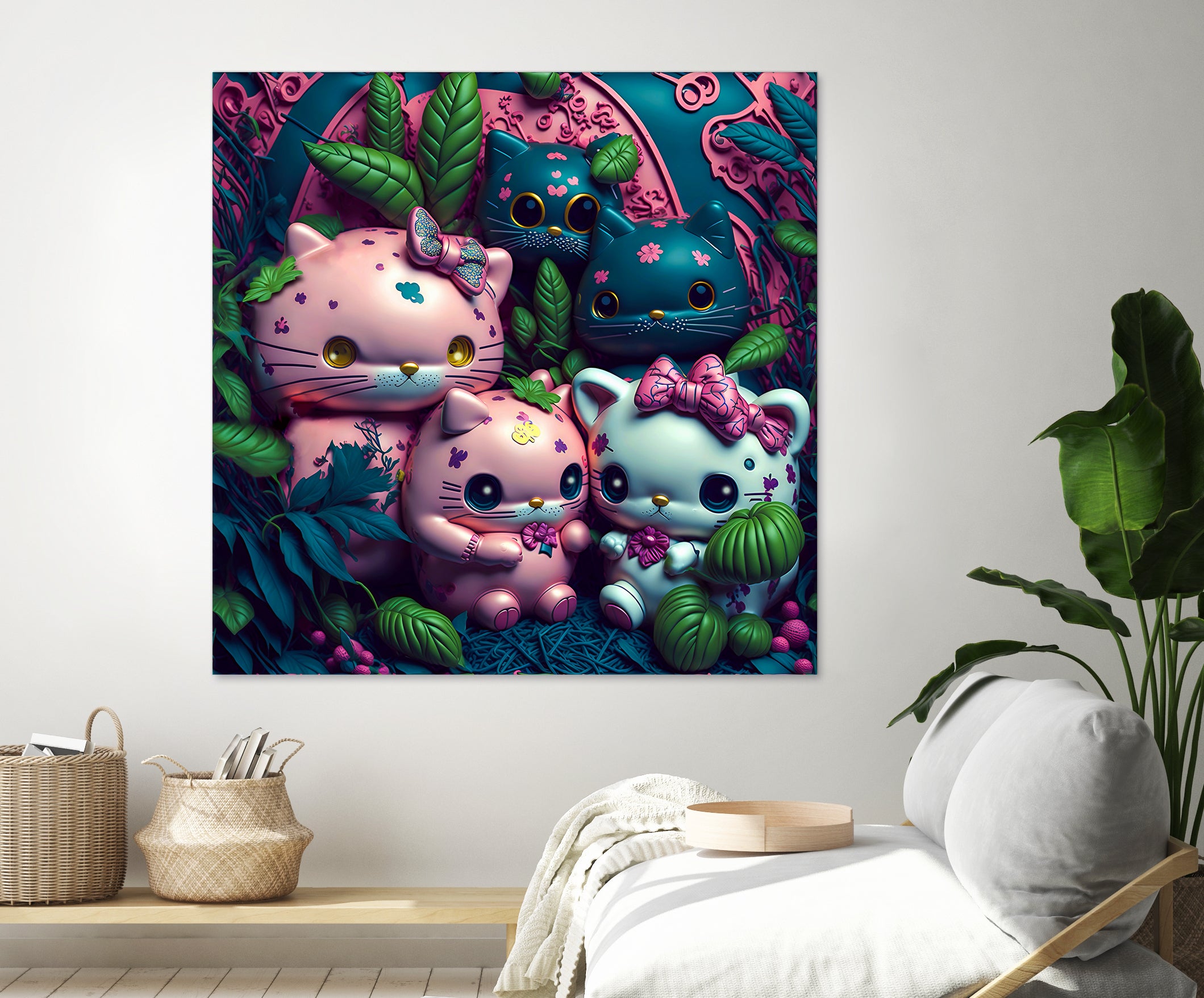 Chubby Kitties by Eric Ton on GIANT ART - white digital painting