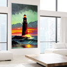 Sunset Over the Lighthouse by Cris Rodrigues on GIANT ART - white digital painting