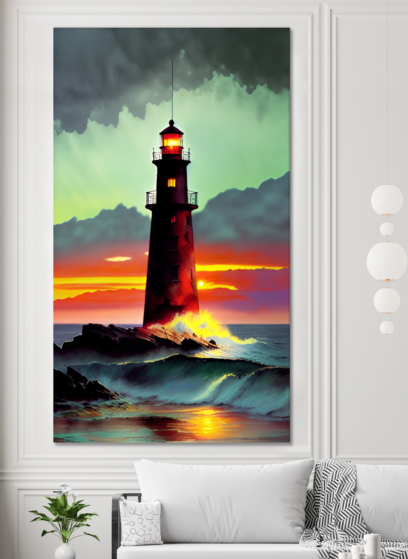 Sunset Over the Lighthouse by Cris Rodrigues on GIANT ART - white digital painting