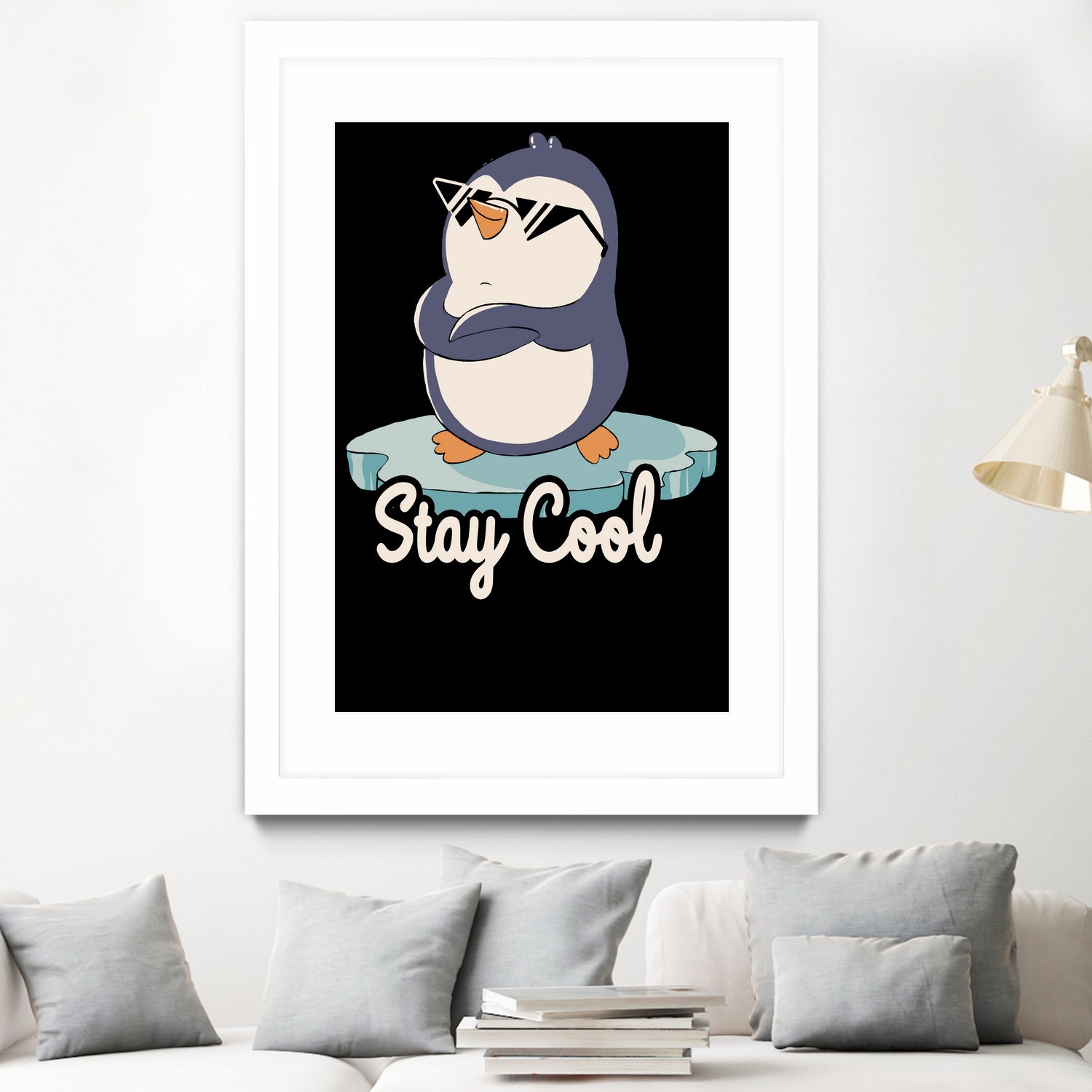 Stay Cool Funny Penguin by Tobias Fonseca on GIANT ART - blue digital painting