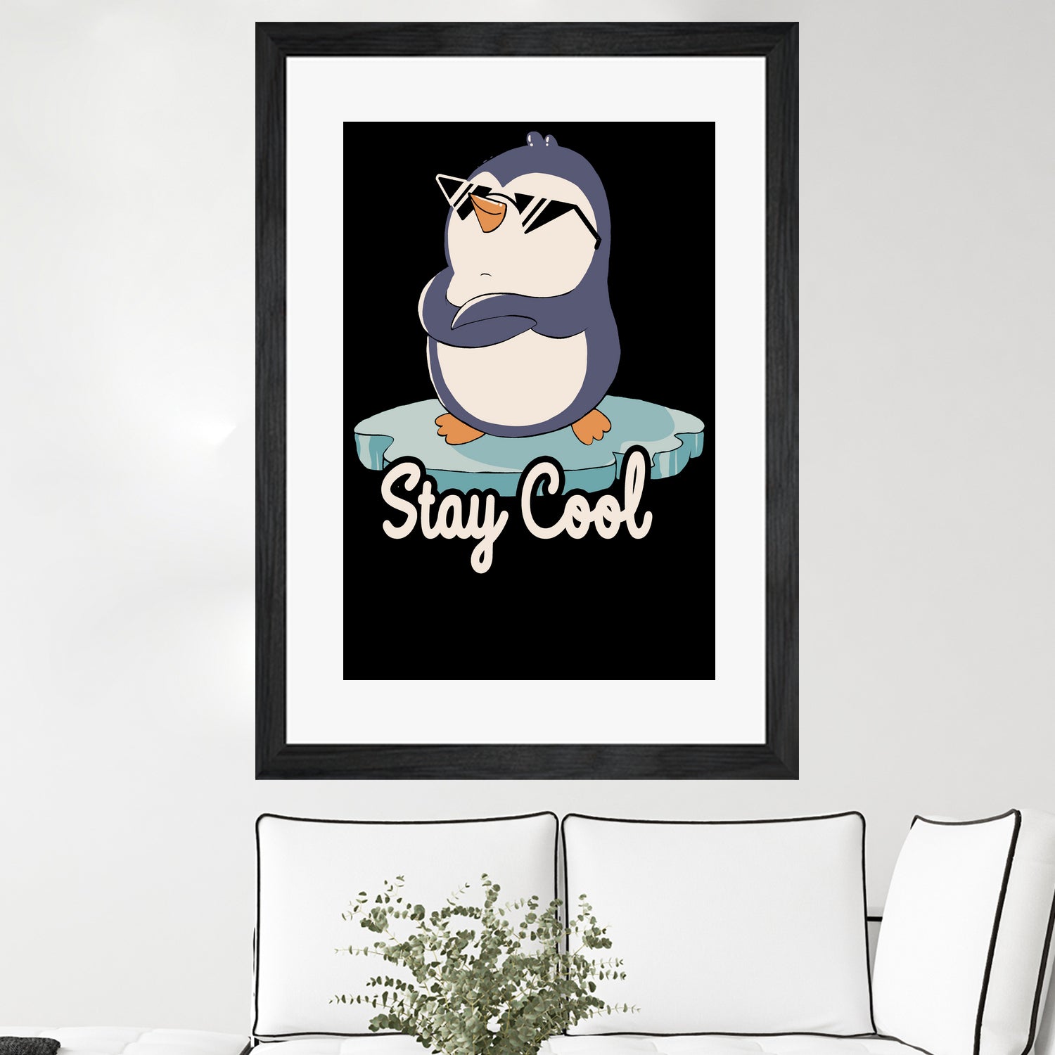 Stay Cool Funny Penguin by Tobias Fonseca on GIANT ART - blue digital painting