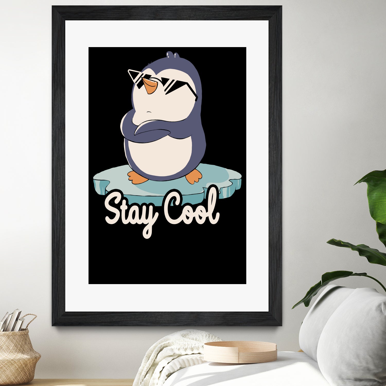 Stay Cool Funny Penguin by Tobias Fonseca on GIANT ART - blue digital painting