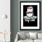 Stay Cool Funny Penguin by Tobias Fonseca on GIANT ART - blue digital painting