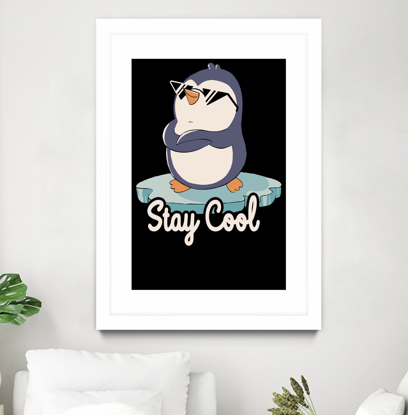 Stay Cool Funny Penguin by Tobias Fonseca on GIANT ART - blue digital painting