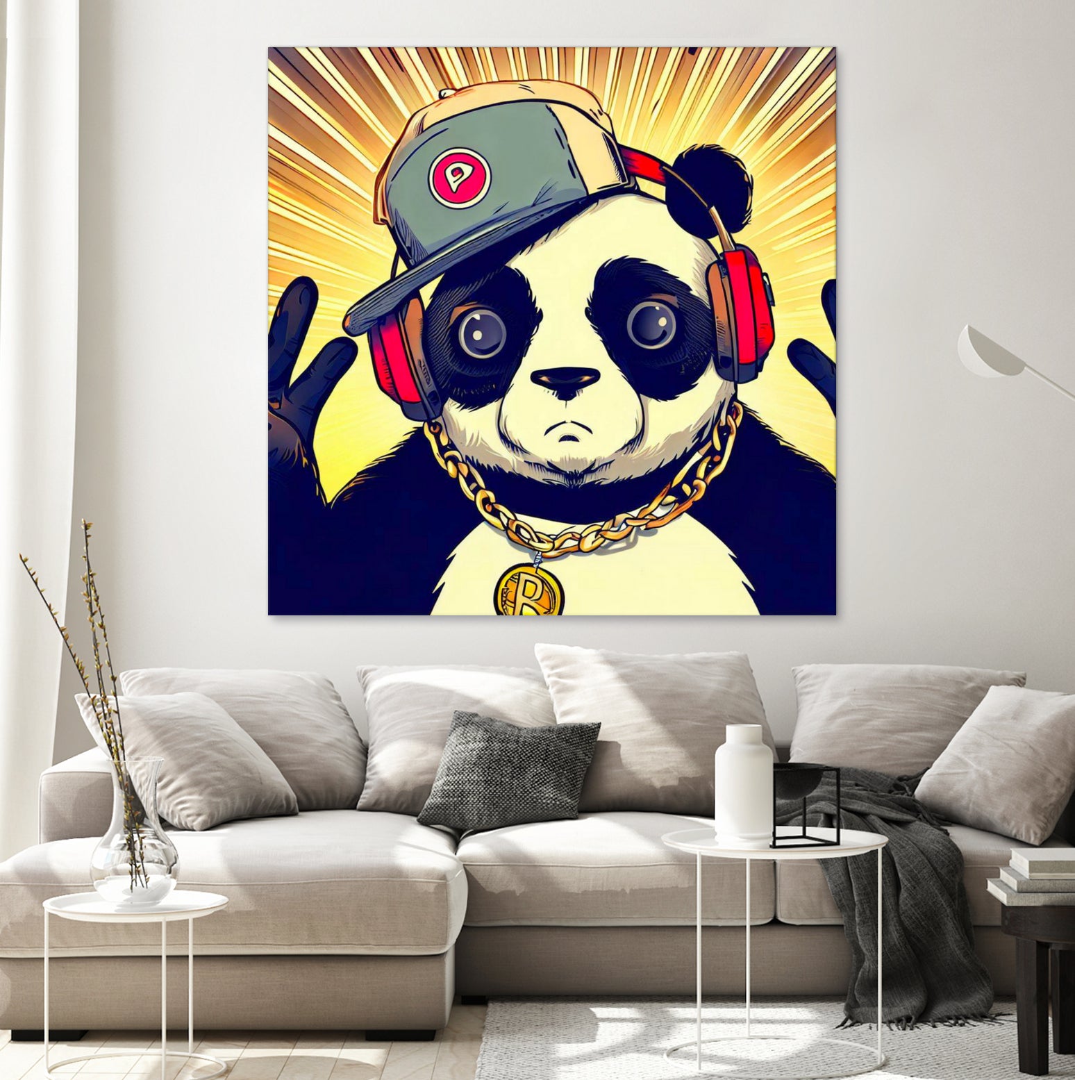 Panda Bear I Am a DJ 14 by OTIS PORRITT on GIANT ART - black digital painting